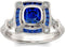 HUKQBUNX 925 Sterling Silver Aquamarine Topaz Mossan Stone Women's Fashion Zircon Sapphire Hollow Out Classic Ring Wedding Engagement Ring Size 6-...
