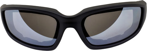 Global Vision Kickback Padded Motorcycle Sunglasses 2 Pair Black Frame Flash Mirror & Smoke Lenses...