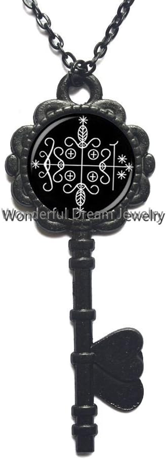 Fashion papa legba Voodoo Key Pendant Ritual Altar Key Pendant Occult Medallion Key Pendant Key Necklace Jewelry?PU195...