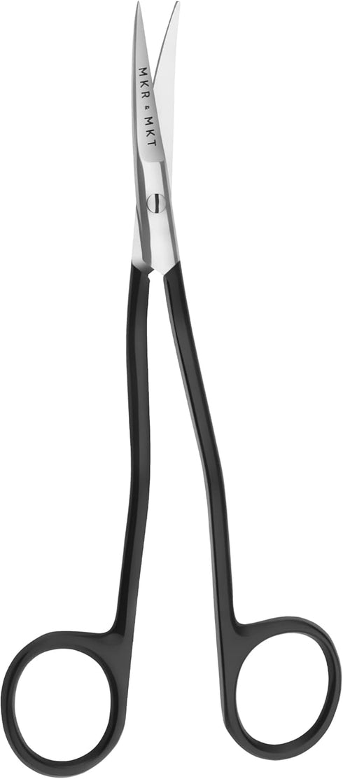 Applique Long Thin Needlepoint Blade 6.1 Inch - Double Bent Curved Offset Handle Scissors with Pouch Sleeve for Embroidery, Fabric, Thread, Knitti...