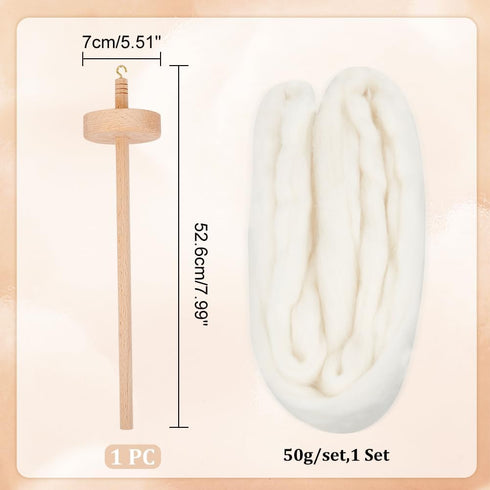 AHANDMAKER 8 Inch Wood Yarn Spinner Beginner's Spinning Kit Weaving Spinning Wheels with Drop Spindle for Crocheting Yarn Making Hand Carved......