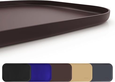 Silicone Pet Feeding Mat with Raised Edge, Dog Cat Bowl Mats for Food and Water, Pet Placemat for Floors Waterproof, 19” x 12” x 0.7” Brown...