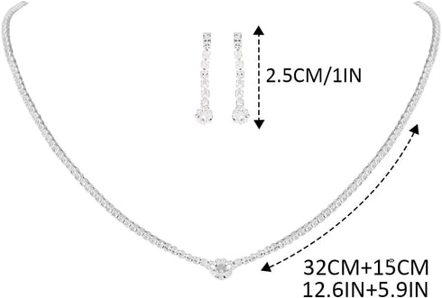 Unicra Silver Bridal Wedding Jewelry Set Rhinestone Necklace Earrings Sets Crystal Formal Costume Jewelry for Women and Brides...