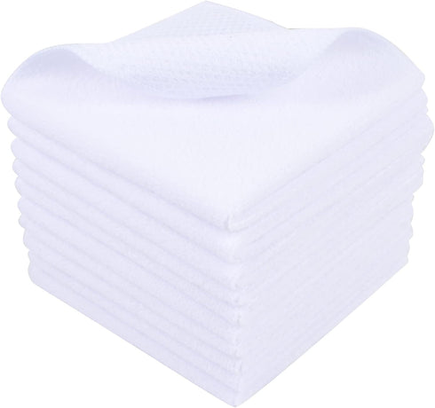 SINLAND Wholesale Microfiber Dish Cloth Best Kitchen Cloths Cleaning Cloths with Poly Scour Side 12Inchx12Inch 10 Pack White...