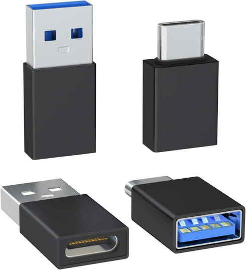 4-Pack USB C to USB Adapters, with 2 Type C Female to A Male Converters & 2 USB C Male to USB Female Connectors, Compatible with Apple Watch, iPho...