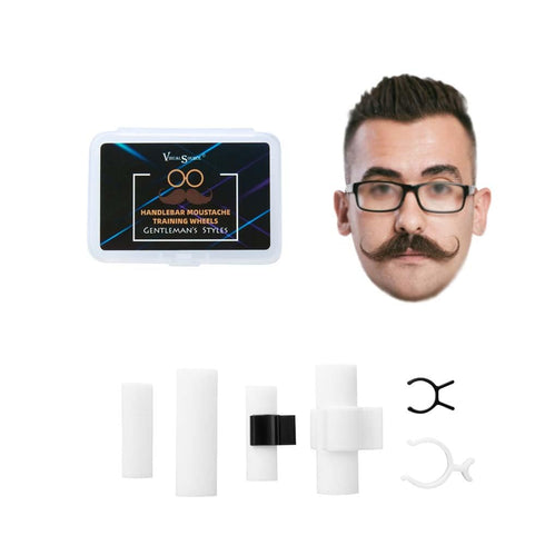 2 Pair Handlebar Moustache Training Wheels Set,Visualsource Handlebar Mustache Trainer Beard Shaping Styling Tool Size L & Size S Mustache Curler ...