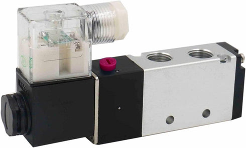 AOMAG Pneumatic 1/4" PT Solenoid Valve 4V210-08 DC 24V Single Coil Pilot-Operated Electric 2 Position 5 Way Connection Type...