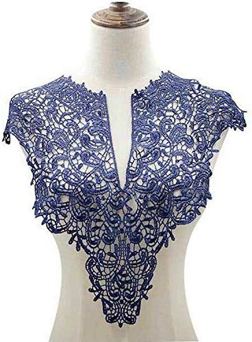 2 Pcs Water-Soluble Lace Collar Polyester Silk Embroidery Chest Lace Three-Dimensional Hollow Collar Fake Collar Front/Back Collar(Tibetan Blue)...