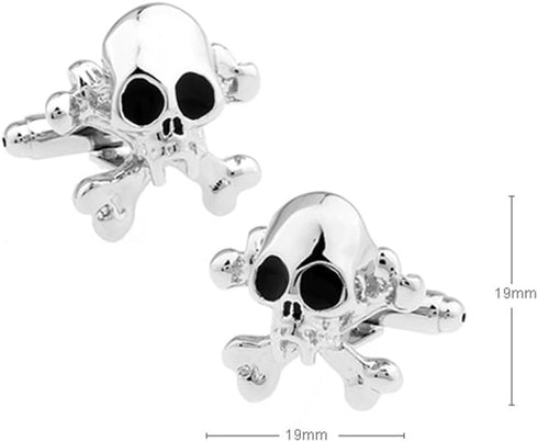 Skull Black Enamel Copper Skeleton Cufflinks for Mens...