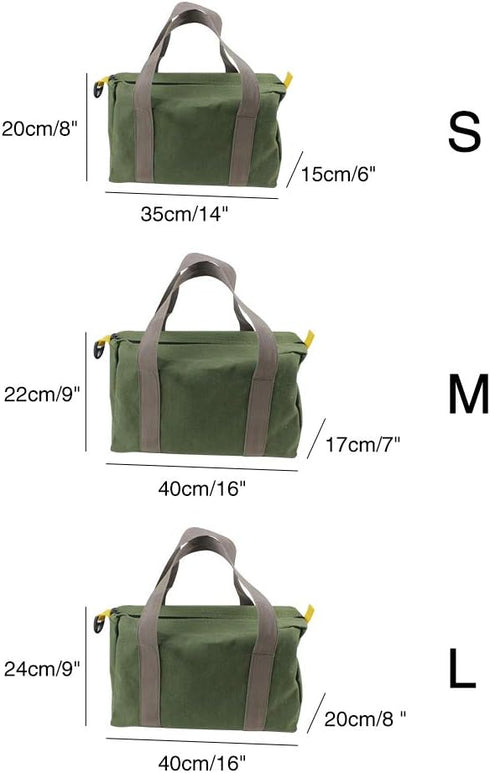 Heavy Duty Canvas Tool Bag, Multi-function High Capacity Tool Storage Handbag, Waterproof Canvas Work Bag for Cars, Drill, Garden, and Electrician...