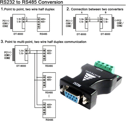 Sintech 232 to 485,RS232 Serial to RS485 Communication Data Converter Adapter...