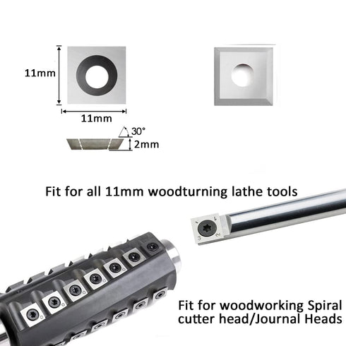 11mm Square Straight Carbide Inserts for woodturning, 11×11×2.0mm Replacement Cutter for Woodworking Fits Spiral Helical Planer Cutter Head or lat...