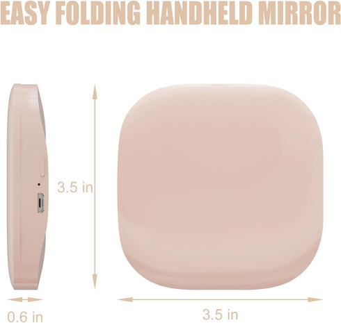 MY BEAUTY LIGHT Compact Mirror, Lighted 1X/3X Magnifying 2-Sided Travel Makeup Mirror, Portable Bright Pocket Mirror for Handbag and Purse, USB Ch...