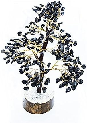 Black Tourmaline Gemstone Tree of Life - Crystal Tree for Positive Energy, Handmade Chakra Tree, Feng Shui Decor - Good Luck Gem Bonsai, Money Tre...