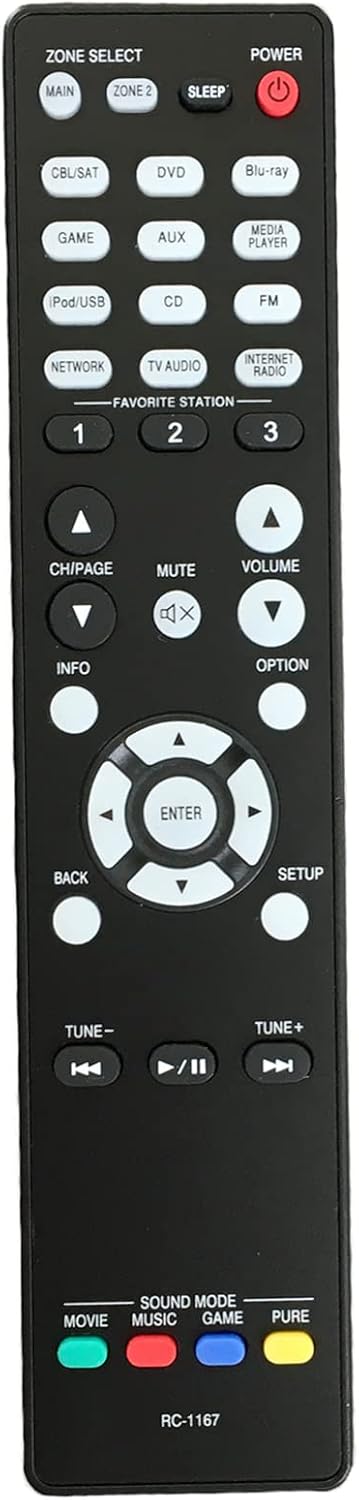 Replaced Remote Control Compatible for Denon AVR-1913 RC-1167 AVR-2113CI AVR-E400 Home Theater AV Receiver System...