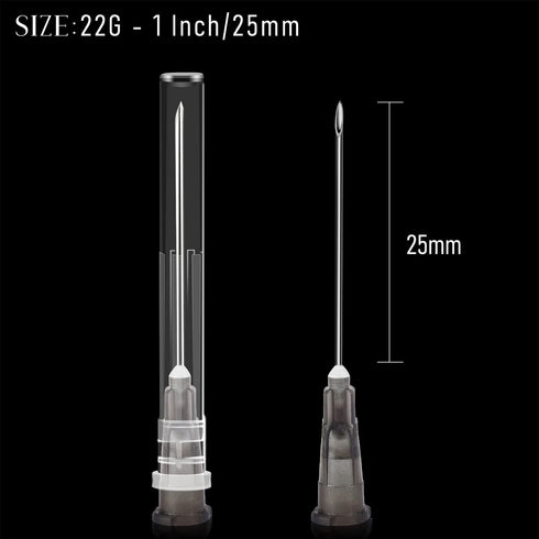 JIBENGAO 22 Gauge Needle (22g 25mm), 100Pcs Individually Wrapped Lab Needles...