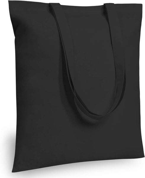 TOPDesign 5-Pack Economical 16"x15" Black Cotton Tote Bag, Lightweight Medium Reusable Grocery Shopping Cloth Bags, Suitable for DIY, Advertising,...