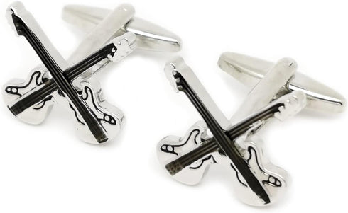 Silver Electric Guitar Men CuffLinks in Gift Box for Business Wedding Anniversary Shirt Present Unisex Metal Cuff Links...