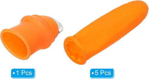 PATIKIL Small Silicone Thumb Knife Kit, 1 Set Harvesting Plant Knife with 5Pcs Silicone Finger Sleeves Gardening Trim Tool for Picking Fruit Veget...
