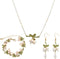 3Pcs Set Lily of the Valley Necklace and Earring Bracelet Green Paint Leaves and Freshwater Pearl Necklace Gift for Women Mom Friends Bride...