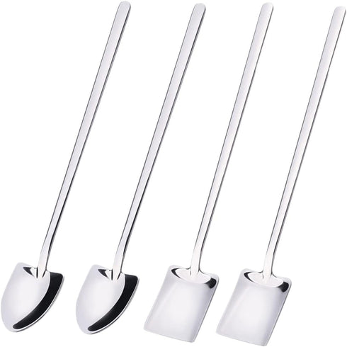 Fruit Dessert Shovel Spoons Set 4PCS, 6.8 inch Stainless Steel Mixed Dinner Teaspoon Spoons for Dessert Coffee Tea Ice Cream Fruit Cake for Home K...