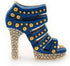 Royal Blue Enamel, Crystal High Heel Shoe Brooch In Gold Tone - 35mm L...
