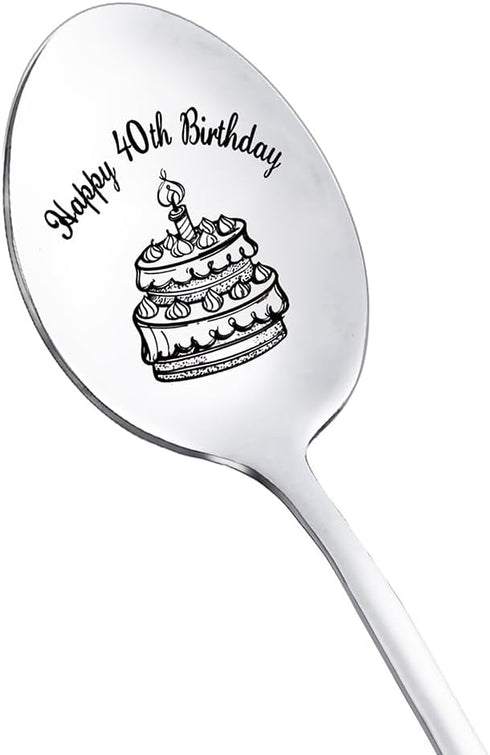 Happy 40th Birthday Spoon Gifts for Women Men 40 Yr Old Birthday Gift for Aunt Brother 40 Years Old Birthday Gifts Men Women 40 Th Birthday Gift f...