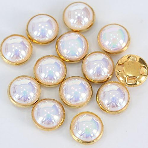 AB Crystal Pearls Beads Silver/Gold Claw Rhinestones Round Sew On Clothing Stones (AB Gold Claw, 8MM)...