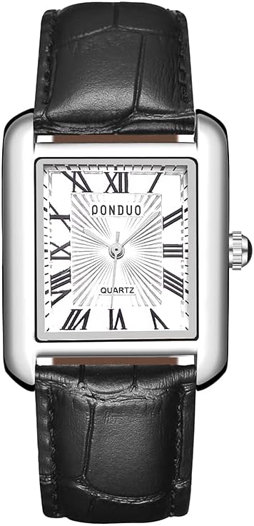 Avaner Men's Square Watch, Leather Strap Cuff Watch, Roman Numeral Couple Watches, Analog Quartz Retro Watch for Men and Women...