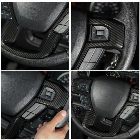 Voodonala Carbon Fiber Black Steering Wheel Bezel Decorative Trim for 2015-2020 Ford F150 F250 F350 Super Duty for 2018-2021 Ford Expedition...