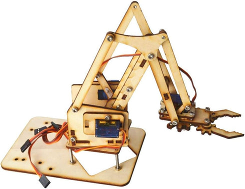 ViaGasaFamido Robot Arm Kit, 4DOF Wood Robotic Arm Lightweight DIY Mechanical Arm sg90 Servo, Assembled for SNAM1500...