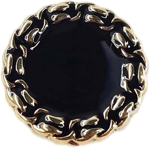 Classic Golden Metal Base Black Enamel Sewing Shank Buttons 20 Pcs - 15mm, 5/8"...