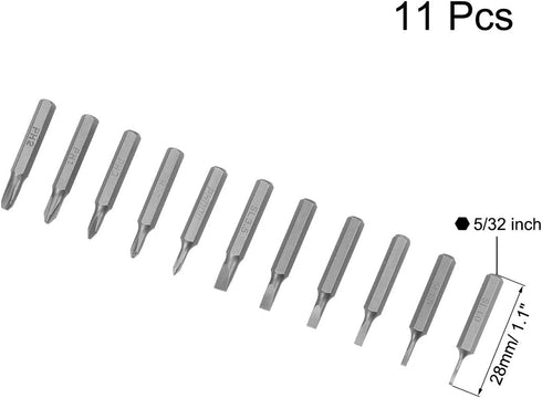 uxcell Screwdriver Bits Set 11pcs 5/32 Inch Hex Shank Phillips Slotted Screwdriver Bit Set 28mm Length S2 Screw Driver Kit Tools...