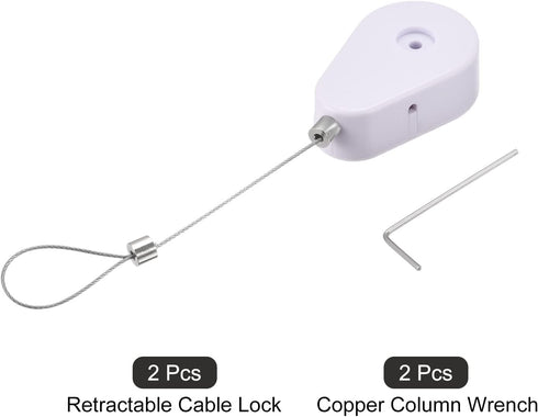 MECCANIXITY Retractable Cable Lock with Self-Adhesive, Remote Control Security Lock Anti-Lost Rope Hardware Cable Lock 600g Tensile Force White Pa...