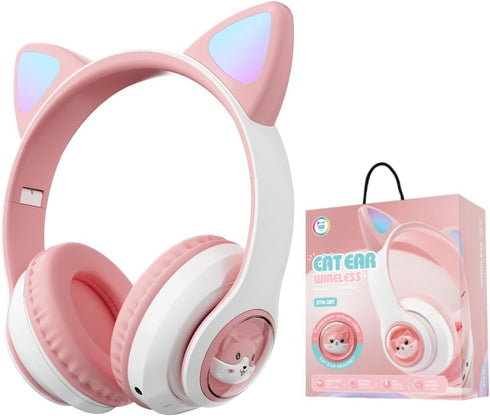 Cat Ear Bluetooth Headphones,Toddlers Kids wireless Headphones for boys girls Amazon Fire Tablet/Laptop/Pad/School (white pink 2)...