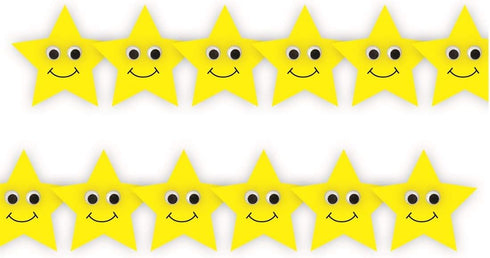 Hygloss Products Happy Yellow Stars Die-Cut Bulletin Board Border – Classroom Decoration – 3 x 36 Inch, 12 Pack (33653)...