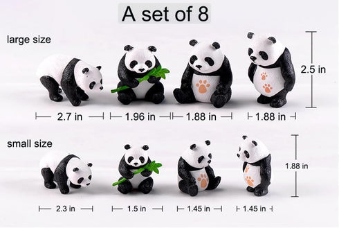 Panda Figurine Set of 8 - Chinese National Treasure Sculptures - Miniature Adorable Panda Family Statues - Perfect for Garden, Backyard, Terrace, ...