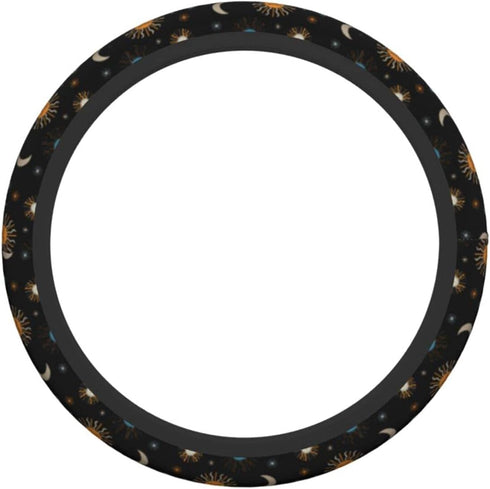 Moon and Sun Steering Wheel Cover Universal 15 Inches Non-Slip Neoprene Cute Stars Wrap Car Accessories Protector Case for Women & Men Girls Fit A...