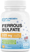 Puregen Labs Ferrous Sulfate 325 mg (65 mg Elemental Iron) High Potency Iron Supplement | No Artificial Color Additives - 200 Tablets Made in USA...