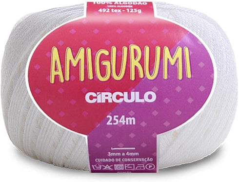 Circulo Amigurumi Yarn, 100% Mercerized Brazilian Virgin Cotton - Cotton Yarn for Crocheting and Knitting, Soft Yarn, White Yarn Art - Sport Weigh...