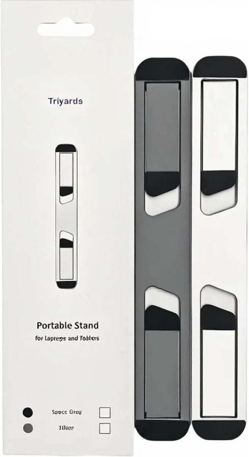 Laptop Riser for Desk – Aluminum Foldable Laptop Stand for 10”-16” Models Including MacBook, MacBook Air, iPad, HP and More – Self-Adhesive Portab...