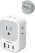 TESSAN US to Japan Plug Adapter 2 Prong to 3 Prong Outlet Adapter with 4 Outlets 3 USB (2 USB-C), Outlet Converter US to Japan China Mexico Philip...