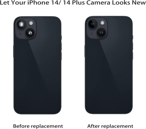 2 Pcs/Set Back Rear Camera Lens Replacement for iPhone 14 for iPhone 14 Plus, Rear Glass Camera Lens Cover Back Camera Glass Lens Replacement with...