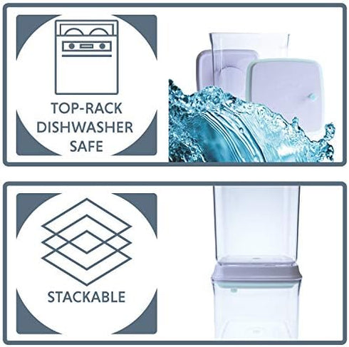 BopTop (1pc - 2500ml) Airtight Food Storage Container – Mechanical Silicone Seal Canister - BPA-Free - 2.5Qt...