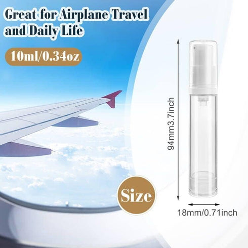 20Pcs 10ml/0.34oz Airless Pump Bottle Refillable Plastic Airless Vacuum Dispenser Portable Clear Cosmetic Sample Vial Container Jars for Lotion Em...