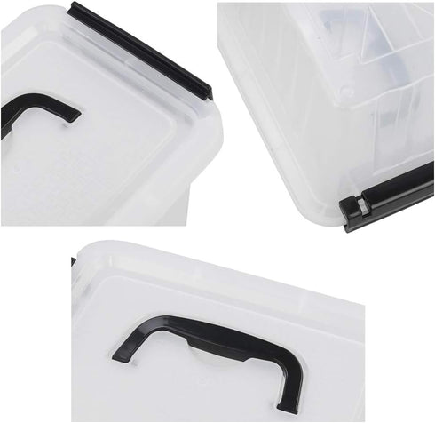 Asking Plastic Latching Box with Black Handle, Lidded Storage Bins, 6 Packs, 3 Quart...