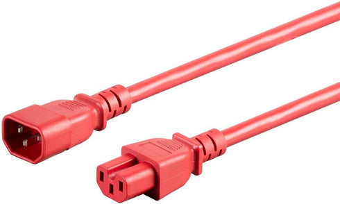 Monoprice Heavy Duty Power Cable - IEC 60320 C14 to IEC 60320 C15, 15 Amp, 1875 Watt, SJT, 125 Volt, 14AWG, 3 Feet, Red...