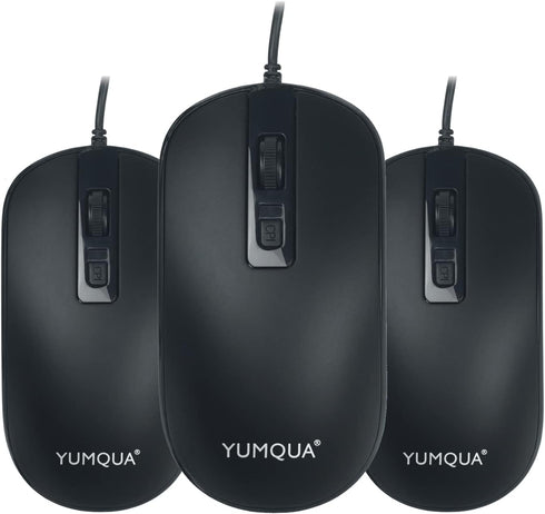 SB101 Computer Mouse Wired 3 Pack, Office Noiseless Slim USB Optical Corded Mouse for Laptop Chromebook PC Home Notebook...