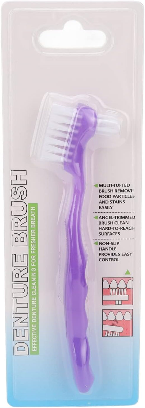 False Teeth Cleaning Brush, Elderly Portable False Teeth Container Denture Brush False Teeth Cleaning Home Travel(Purple)...