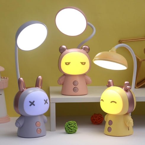 Kids Desk Lamp with Night Light Cute Cartoon Lamp 360° Goose Neck LED Folding Reading Light for Bedroom Children Bedside Study Table Lamp (Purple)...